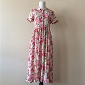 Jessakae Pink Floral Button-Front Maxi Dress SMALL